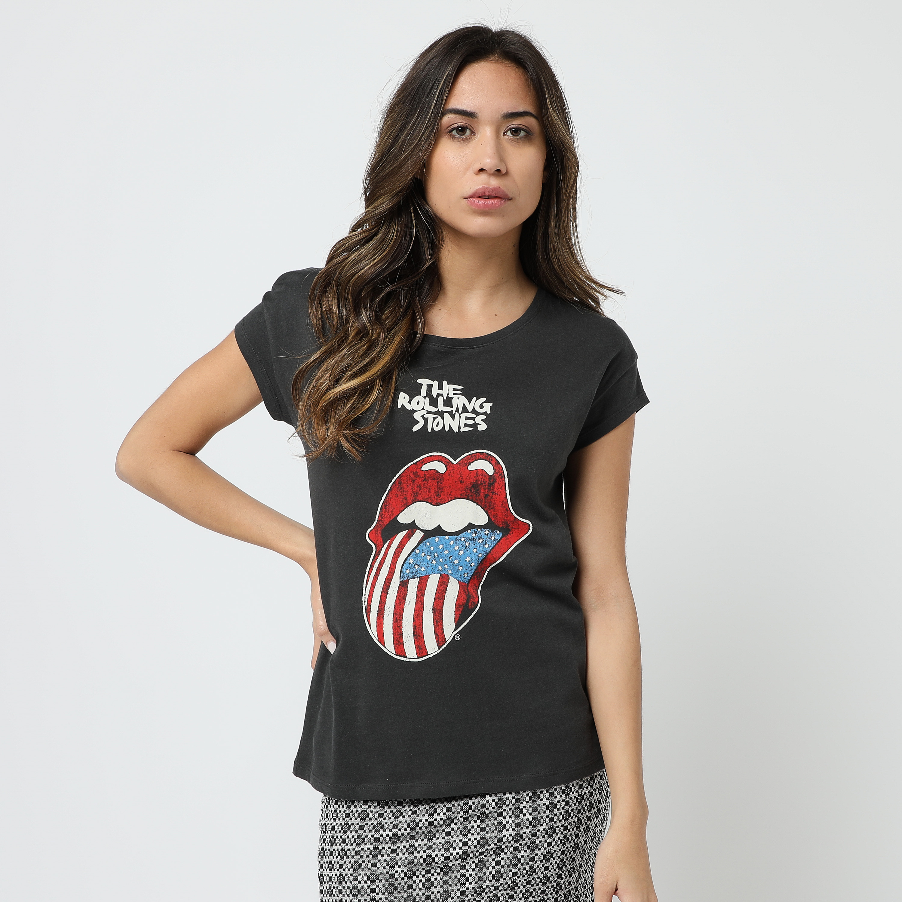 INEXTENSO T shirt manches courtes gris femme Rolling Stones pas