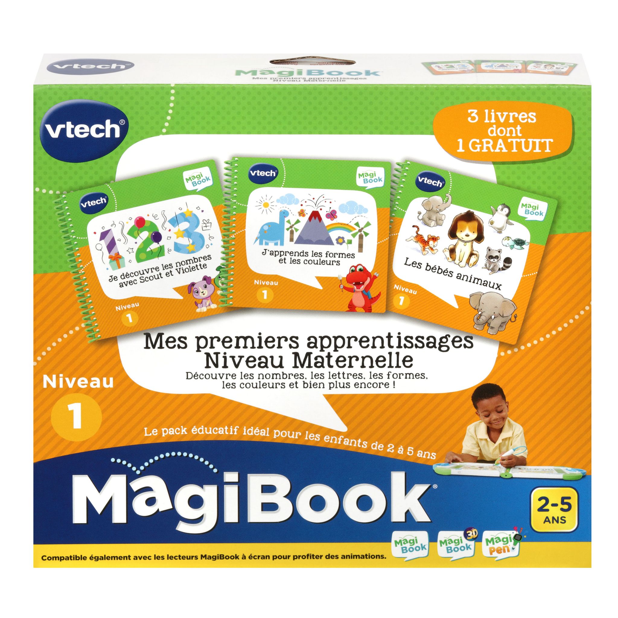 VTech - Livre MagiBook - Mes premiers apprentissages Niveau maternelle -  Pack de 3 livres, livres éducatifs – Version FR, Multicolore :  : Jouets