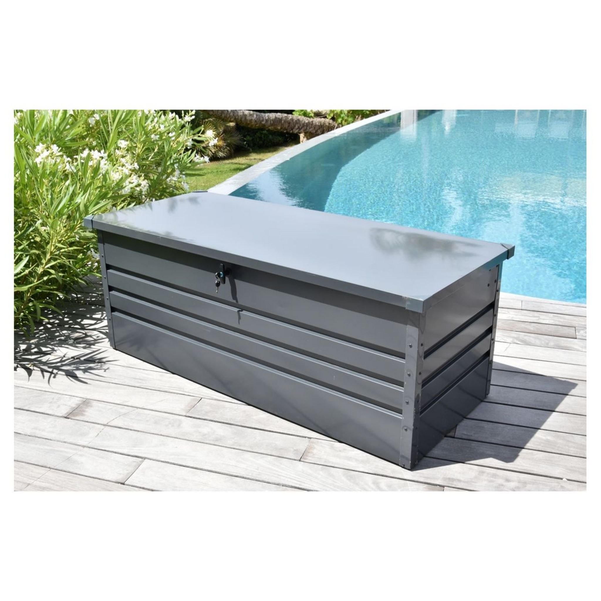 Coffre de jardin en métal Sveg 277 L - 72x61x63cm - Garantie 10 ans -  Serrure de sécurité avec