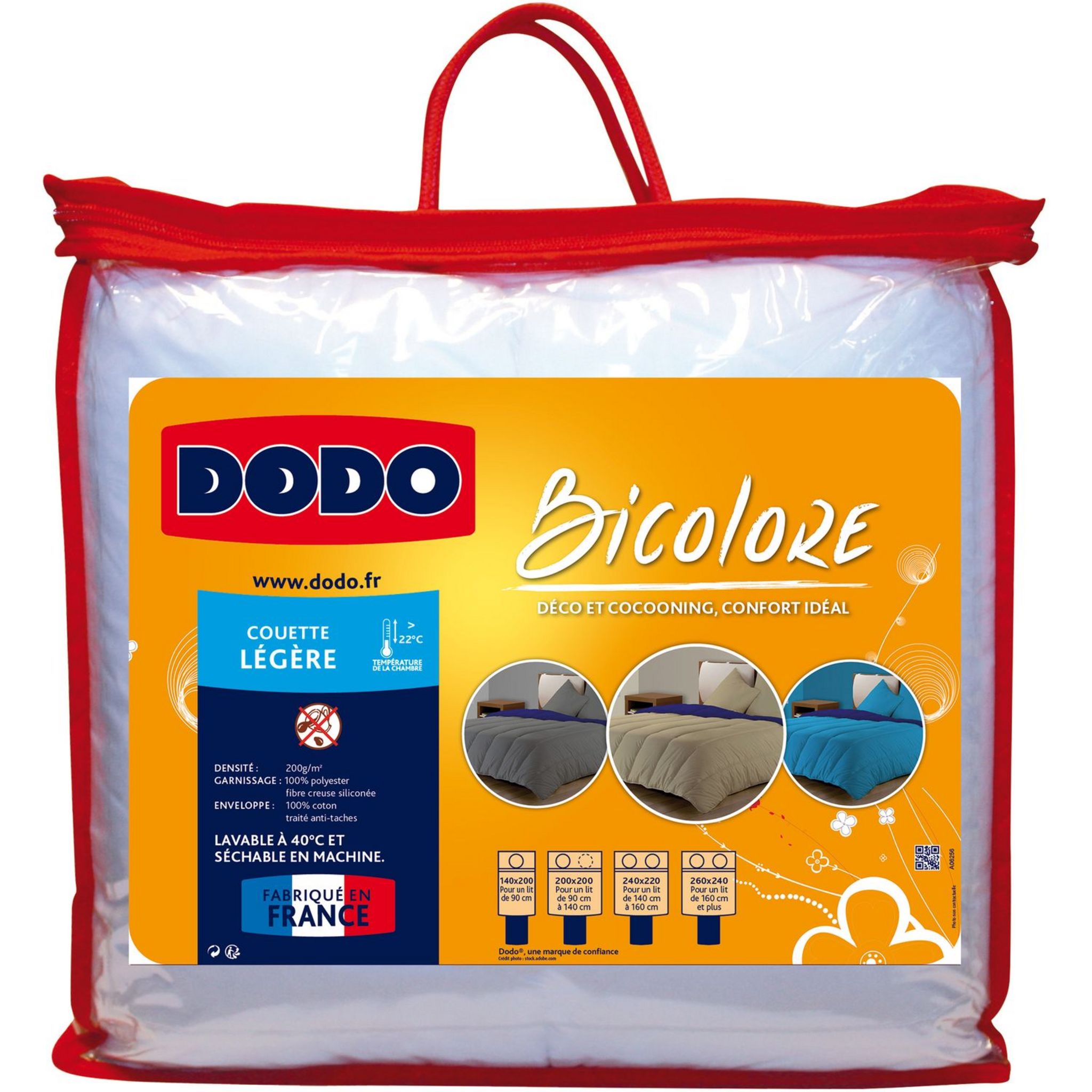 Couette légère 100% Polyester Fibre recyclée CIRCUL'AIR® Dodo Taille de couette  140 x 200 cm pour lit 1 place