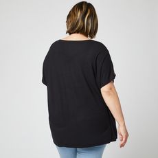 IN EXTENSO T-shirt manches courtes avec broderie femme (Noir)