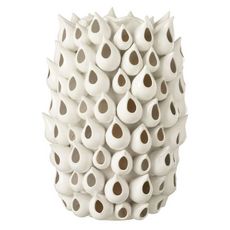 Vase Design  Anémone Céramique  31cm Blanc