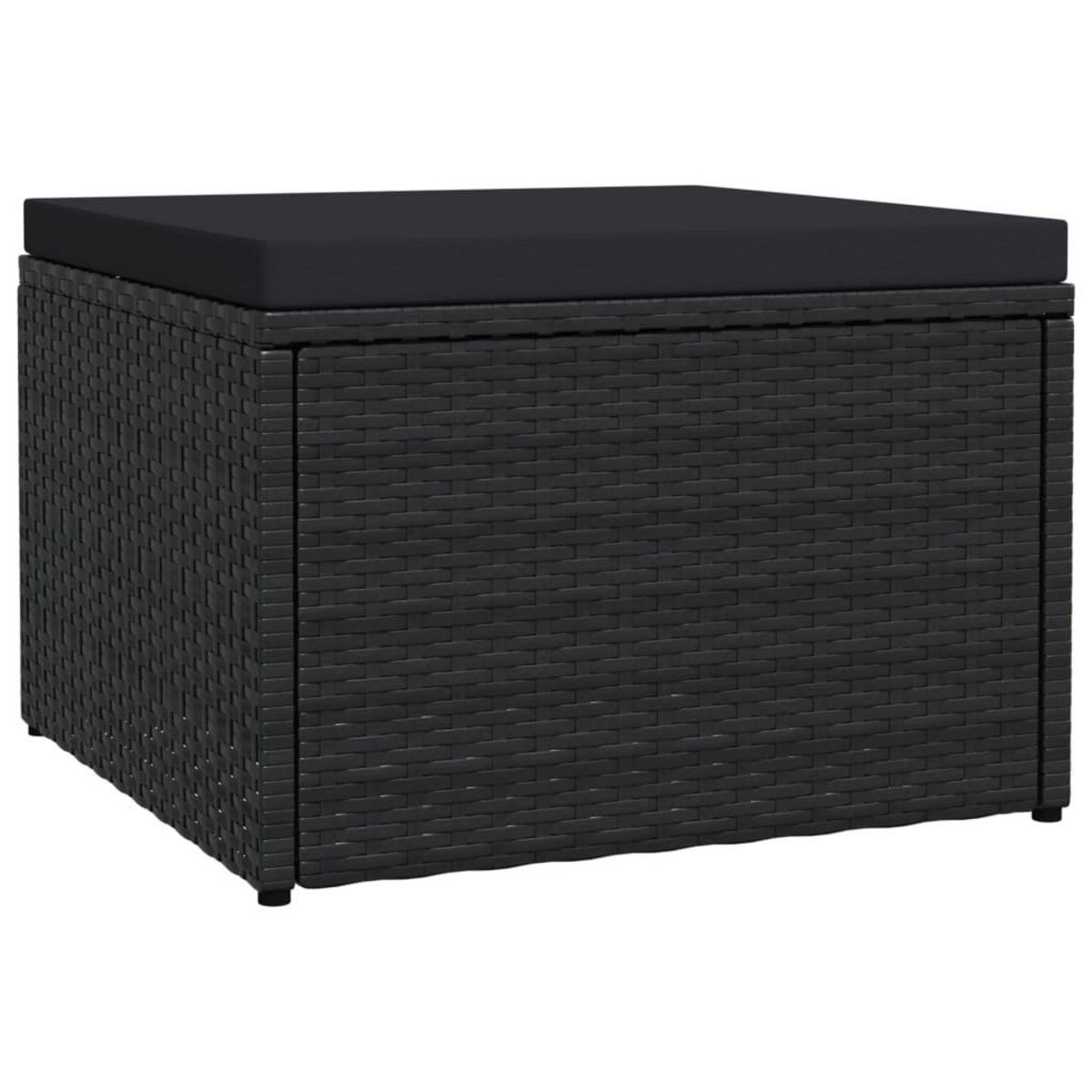 VIDAXL Tabouret de jardin avec coussin Noir Resine tressee