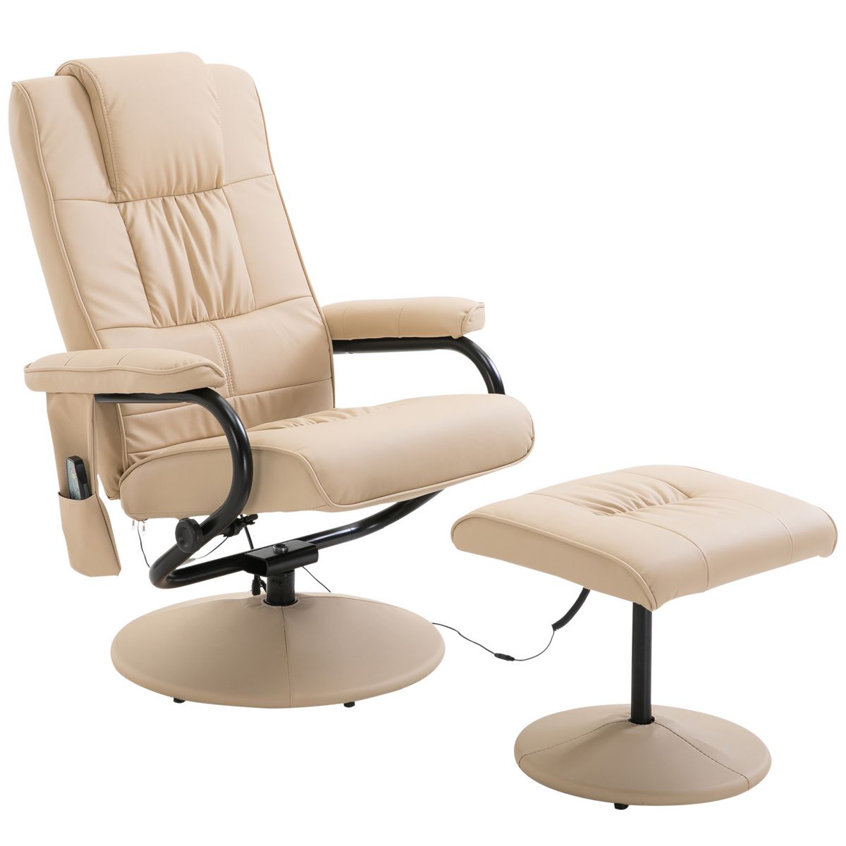 HOMCOM Fauteuil de massage vibration electrique relaxation avec chauffage beige