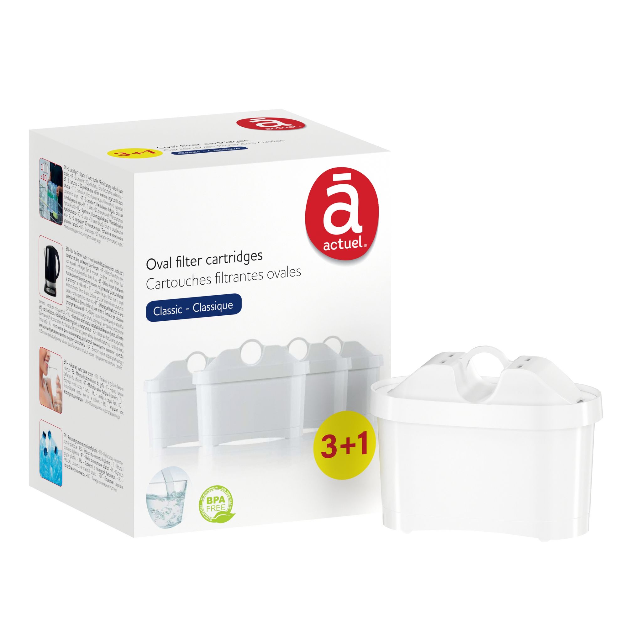 ACTUEL Lot de 3 cartouches filtration + 1 offerte pas cher 