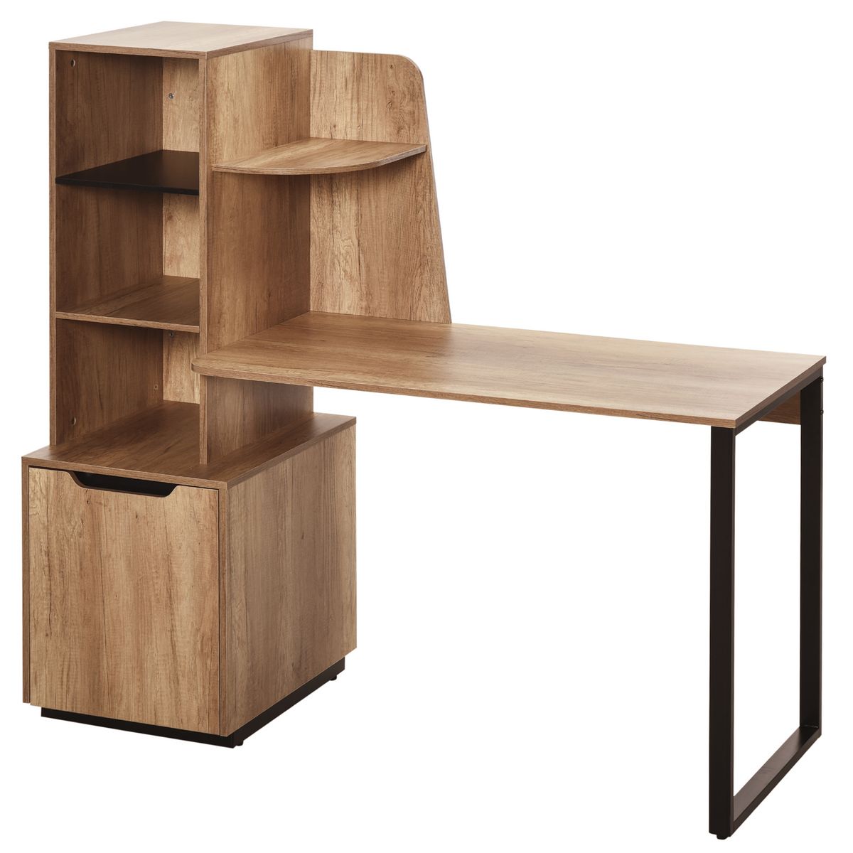 Bibliothèque 3 étagères avec bureau intégré en bois