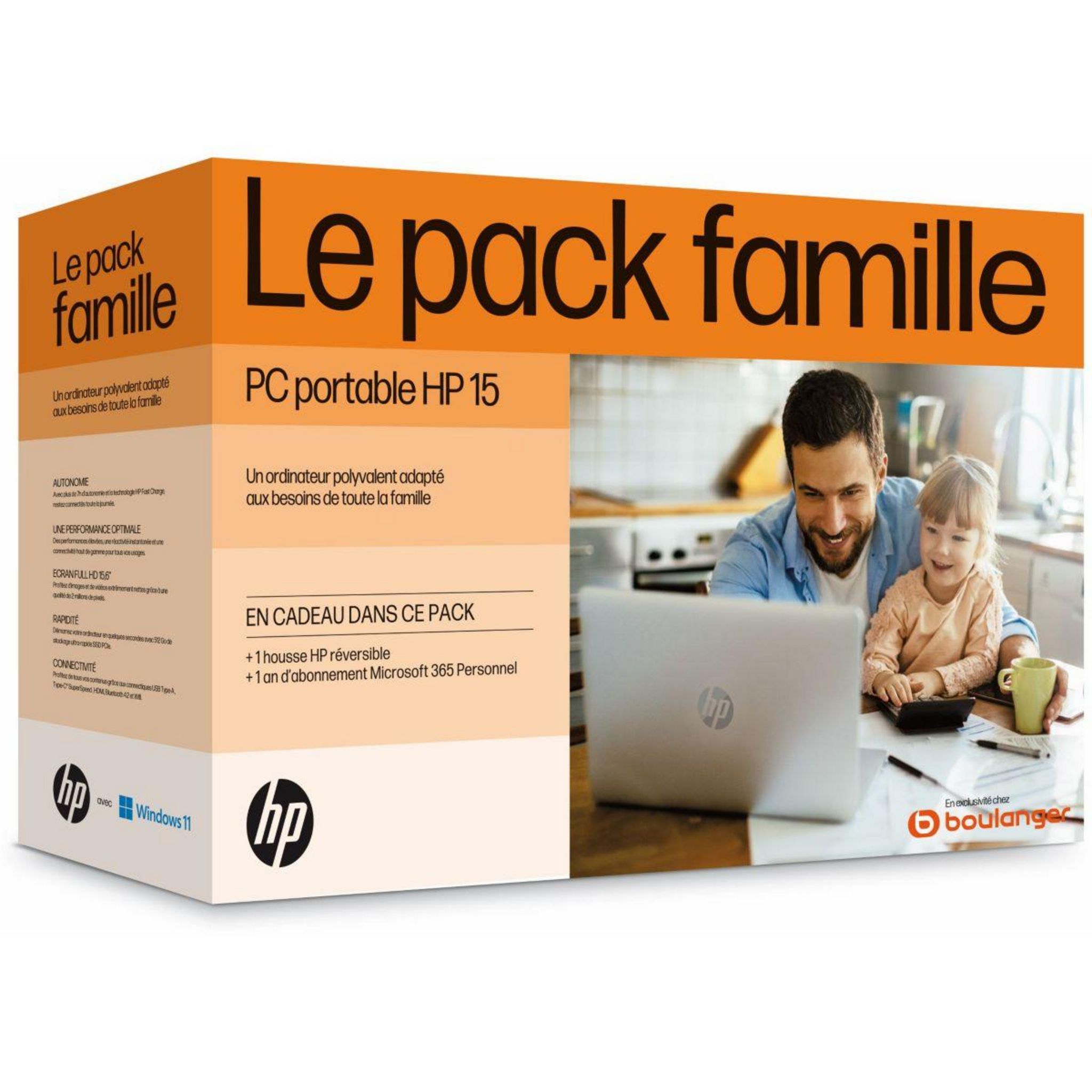 Ordinateur portable HP Pack 15s-fq2008nf+housse+Office 365 Reconditionné |  Boulanger