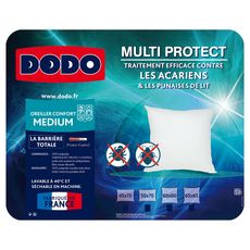 DODO Oreiller Médium anti-acariens DODO MULTI PROTECT (Blanc)