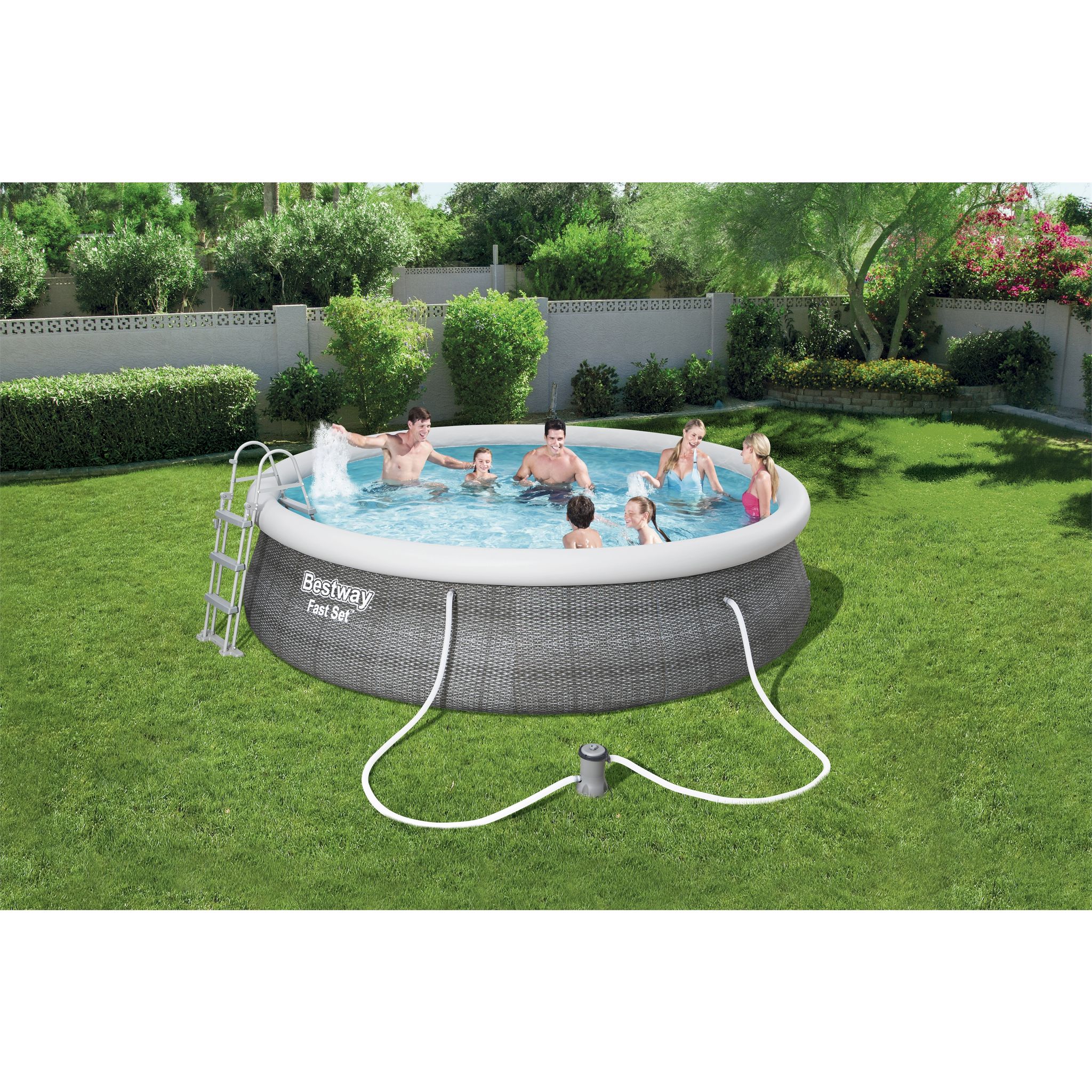 lack Counting insects Take out BESTWAY Piscine hors sol ronde 457 x 107 cm Fast Set motif rotin gris pas  cher à prix Auchan
