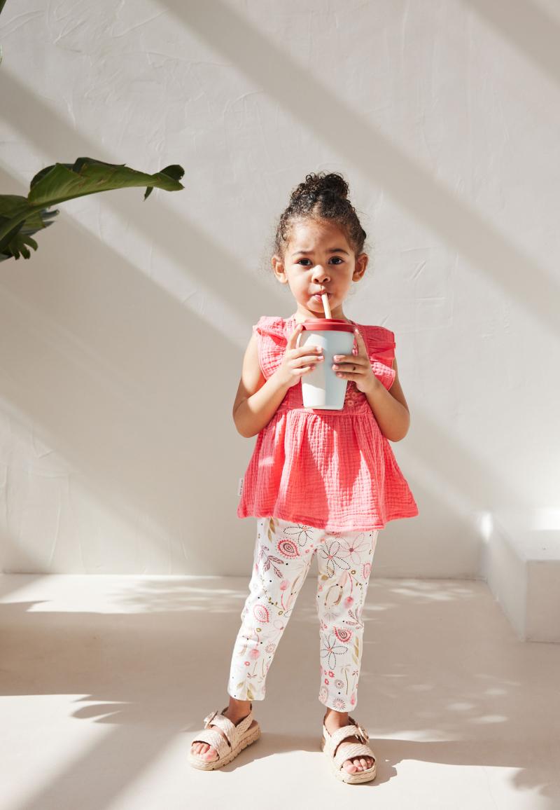 Ensemble blouse et legging en gaze de coton bébé fille Cilaos - PETIT BEGUIN