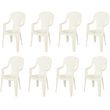 ARETA Lot de 8 fauteuils de jardin résine  blanc STRESA 