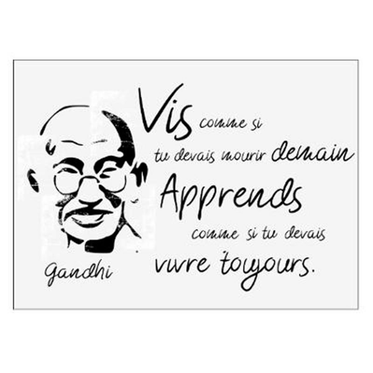 Sticker Mural Citation Gandhi 50x70cm Noir Blanc pas cher