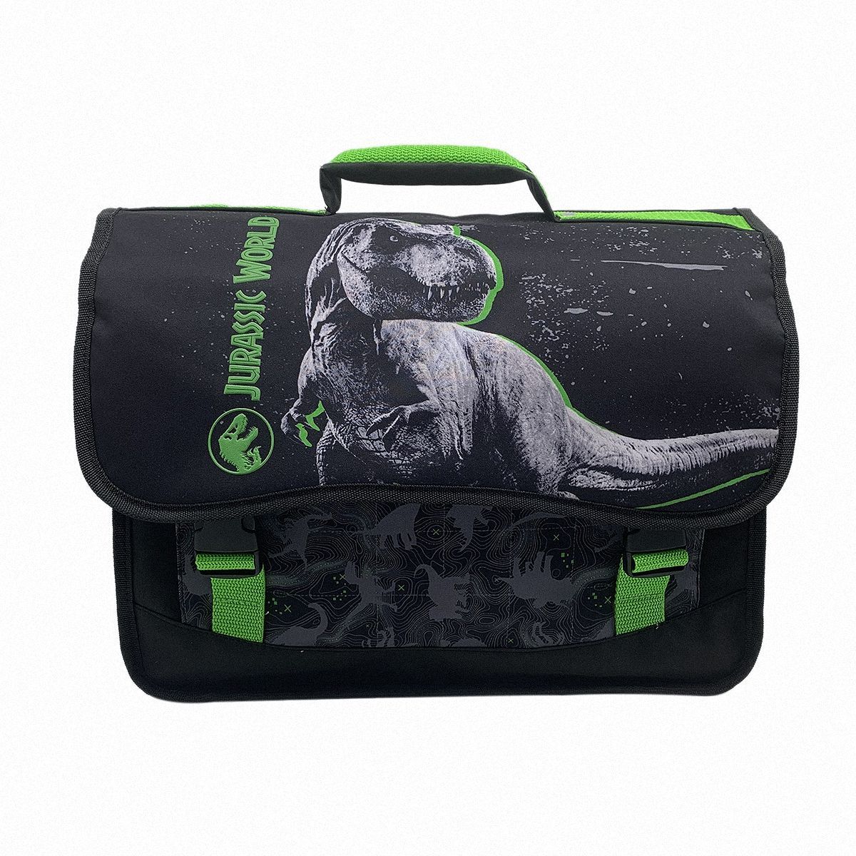 Cartable 38 cm CP CE1 CE2 noir et vert Jurrasic World