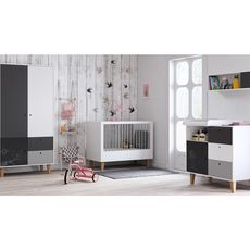 Chambre complète lit bébé 60x120 - commode à langer - armoire 2 portes Concept - Noir