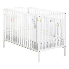 Baby Price Lit Bebe 60x1cm Sommier Reglable En Hauteur Barreaux Blanc Collection First Pas Cher A Prix Auchan