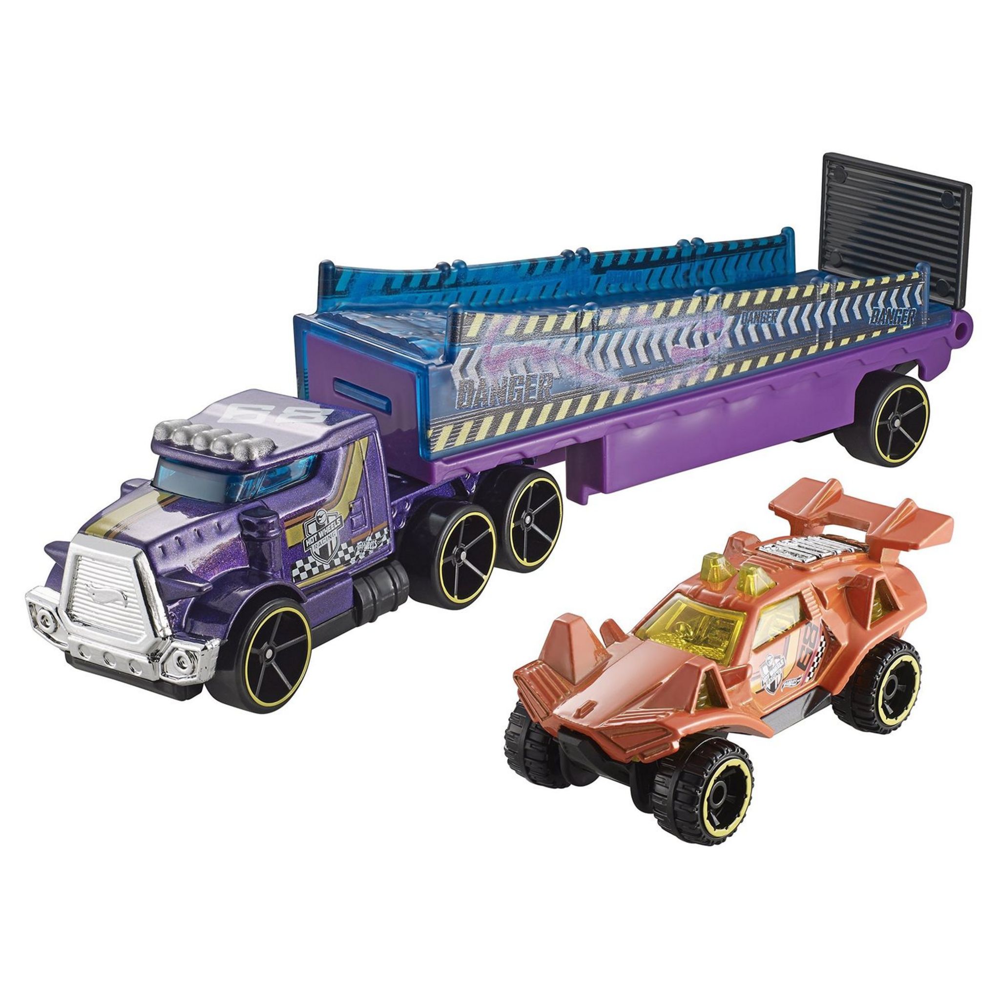 Hot Wheels - Camion Transporteur avec 6 Véhicules - Modèle