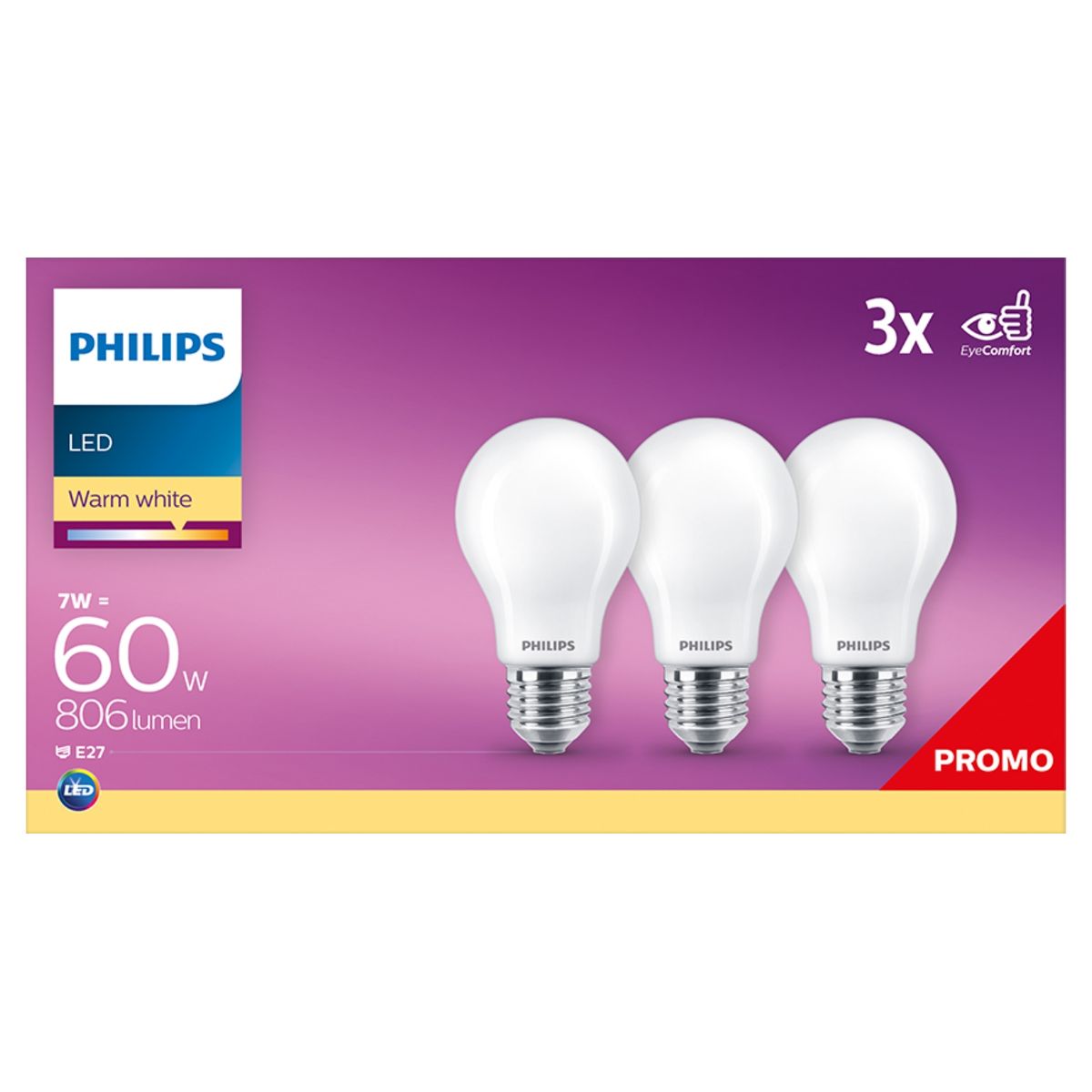 Philips Ampoule LED standard E27 7W-60W blanc chaud 