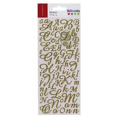 Artemio Stickers alphabet & chiffres dorés à paillettes