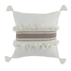 Coussin pompons 40x40 cm Indira taupe
