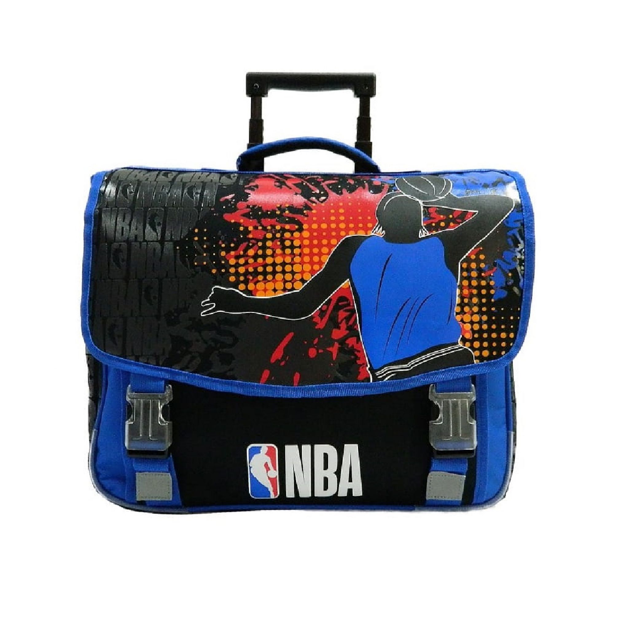 Cartable à roulettes 41cm 2 compartiments + 1 poche NBA Basket noir pas  cher 