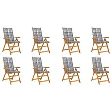 Chaises pliables de jardin avec coussins 8 pcs Bois d'acacia