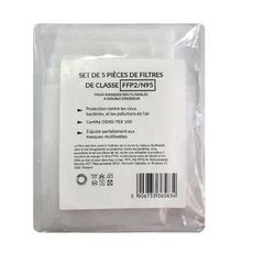 Gabriella 5 filtres lavables cert. FFP2/N95 10 x 11,5 cm pour masque lavable (Blanc)