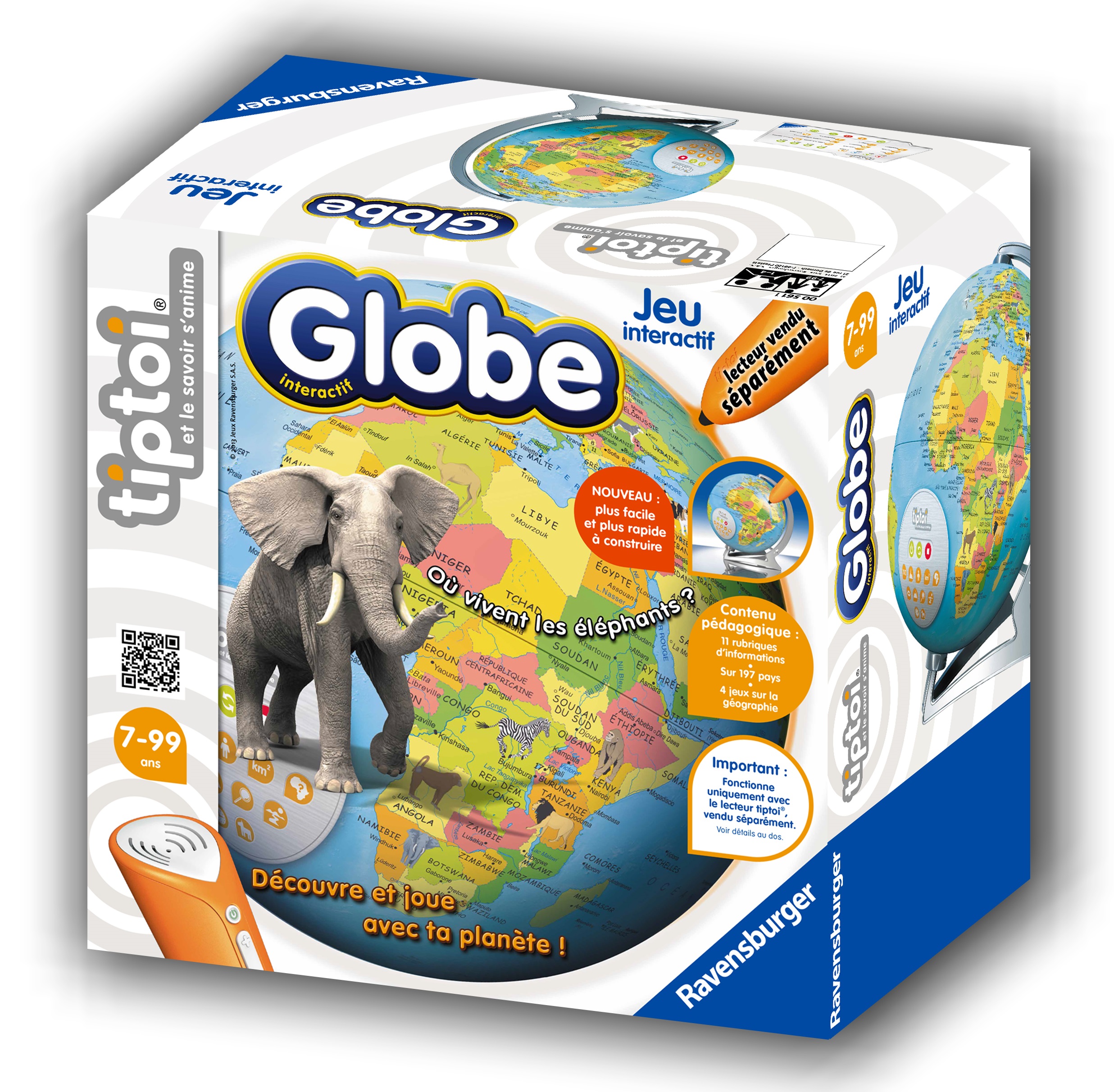 RAVENSBURGER Jeu Tiptoi Globe interactif pas cher 