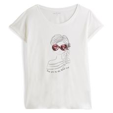 IN EXTENSO T-shirt manches courtes blanc imprimé à sequins femme (Ecru)