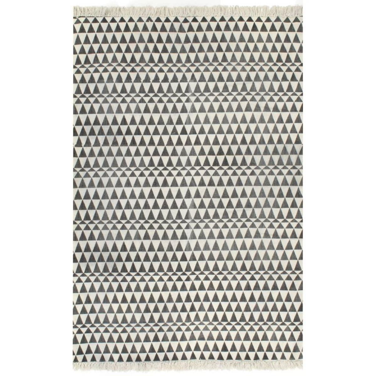 VIDAXL Tapis Kilim Coton 120 x 180 cm avec motif noir/blanc