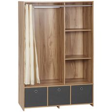 HOMCOM Armoire penderie, Armoire de Rangement, Dressing, Garde-Robe avec  Tringle, Rideaux, 3 tiroirs en Tissu Amovibles - 105 x 48 x 160 cm -  Naturel : : Cuisine et Maison