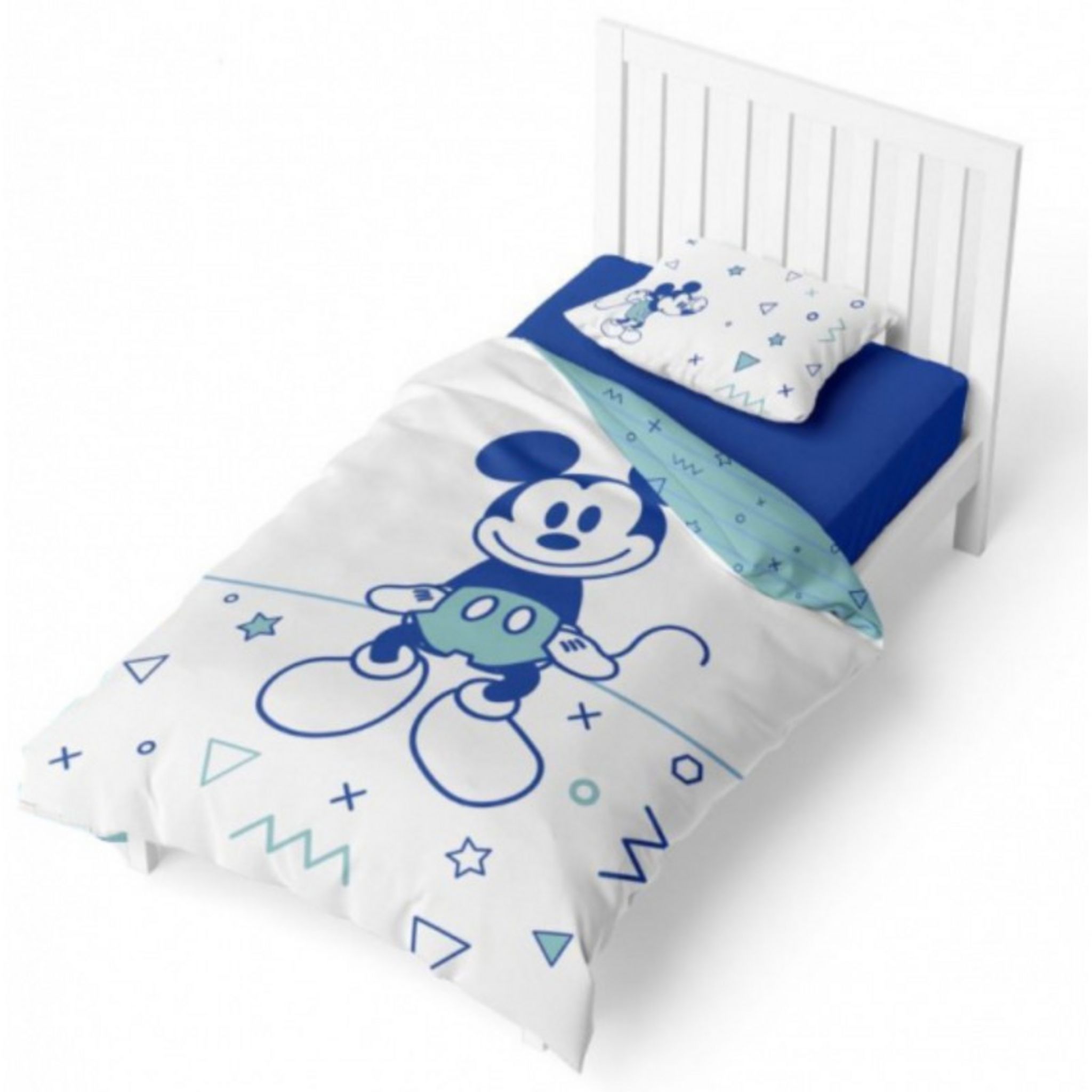 MICKEY Mickey Disney - Parure de Lit Bébé Coton Rétro - Housse de Couette  100x140 cm Taie 40x60 cm pas cher 