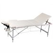 Table pliable de massage Blanc creme 3 zones cadre en aluminium