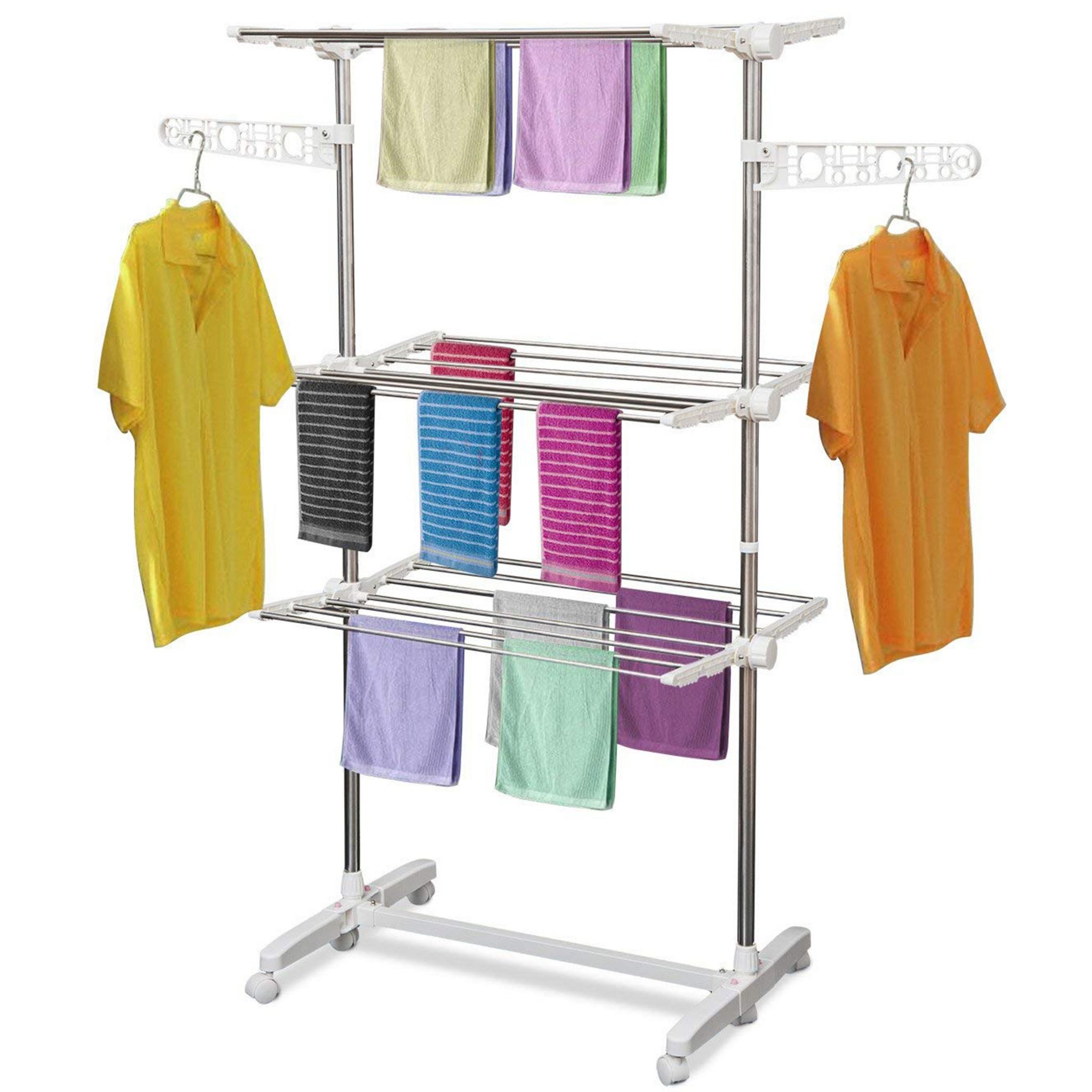 Clothes Airer Séchoir à Linge sur roulettes Pliable Etendoir à