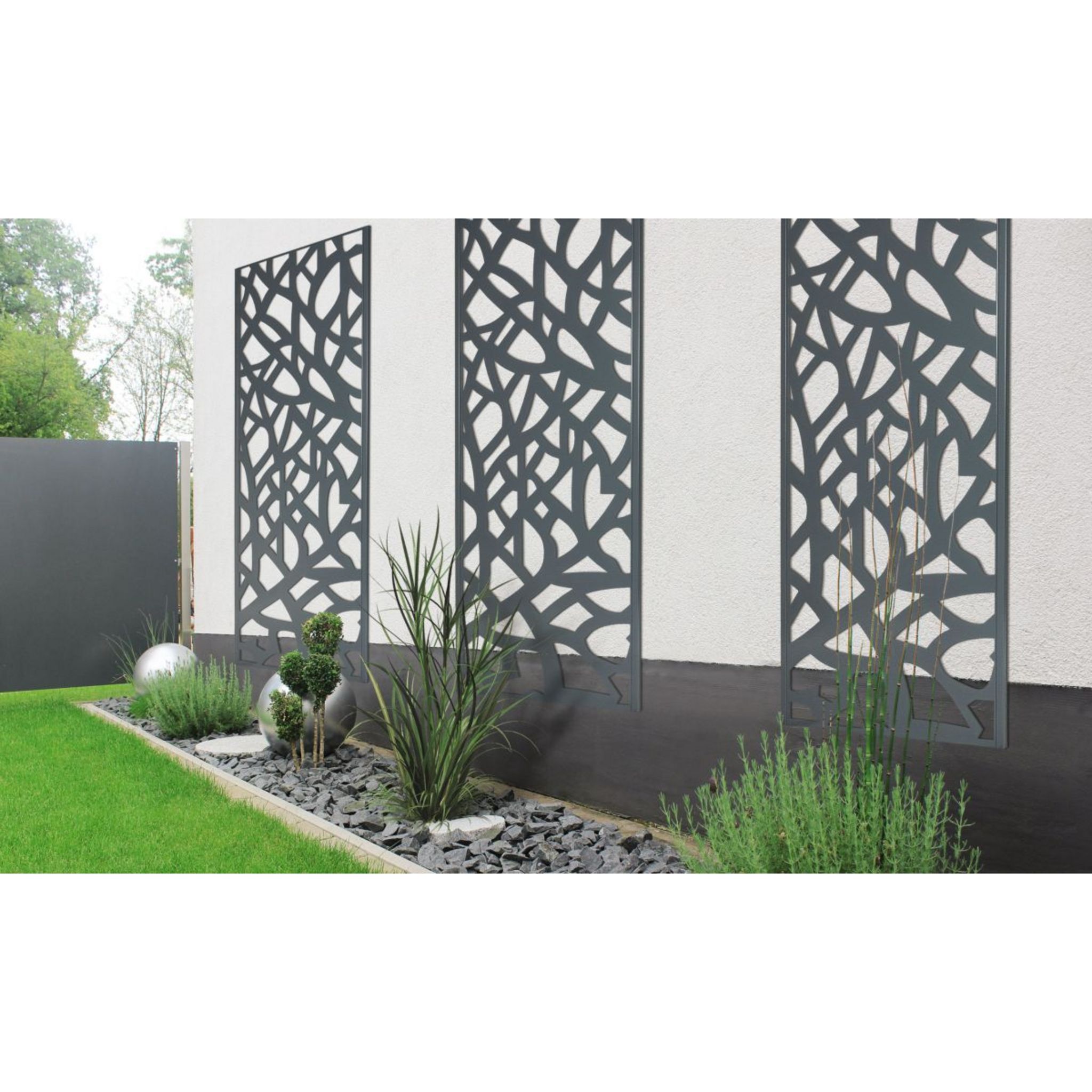 49€ sur Panneau décoratif extérieur métal - brise vue motif feuilles -  visserie incluse - dim. 122L x 45l x 198H cm - acier thermolaqué noir -  Accessoires mobilier de jardin - Achat & prix