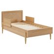 Lit enfant effet bois et cannage en rotin 70x140 sommier et barrières de sécurité inclus PAOLO. Coloris disponibles : Bois