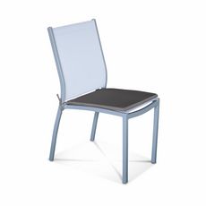  Lot de 4 galettes de chaises - 43 x 40 cm - bleu canard. tissu déperlant. réversibles. anti UV. petites cordes pour attacher (Gris)