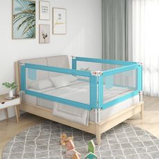 Barriere de securite de lit d'enfant Bleu 120x25 cm Tissu