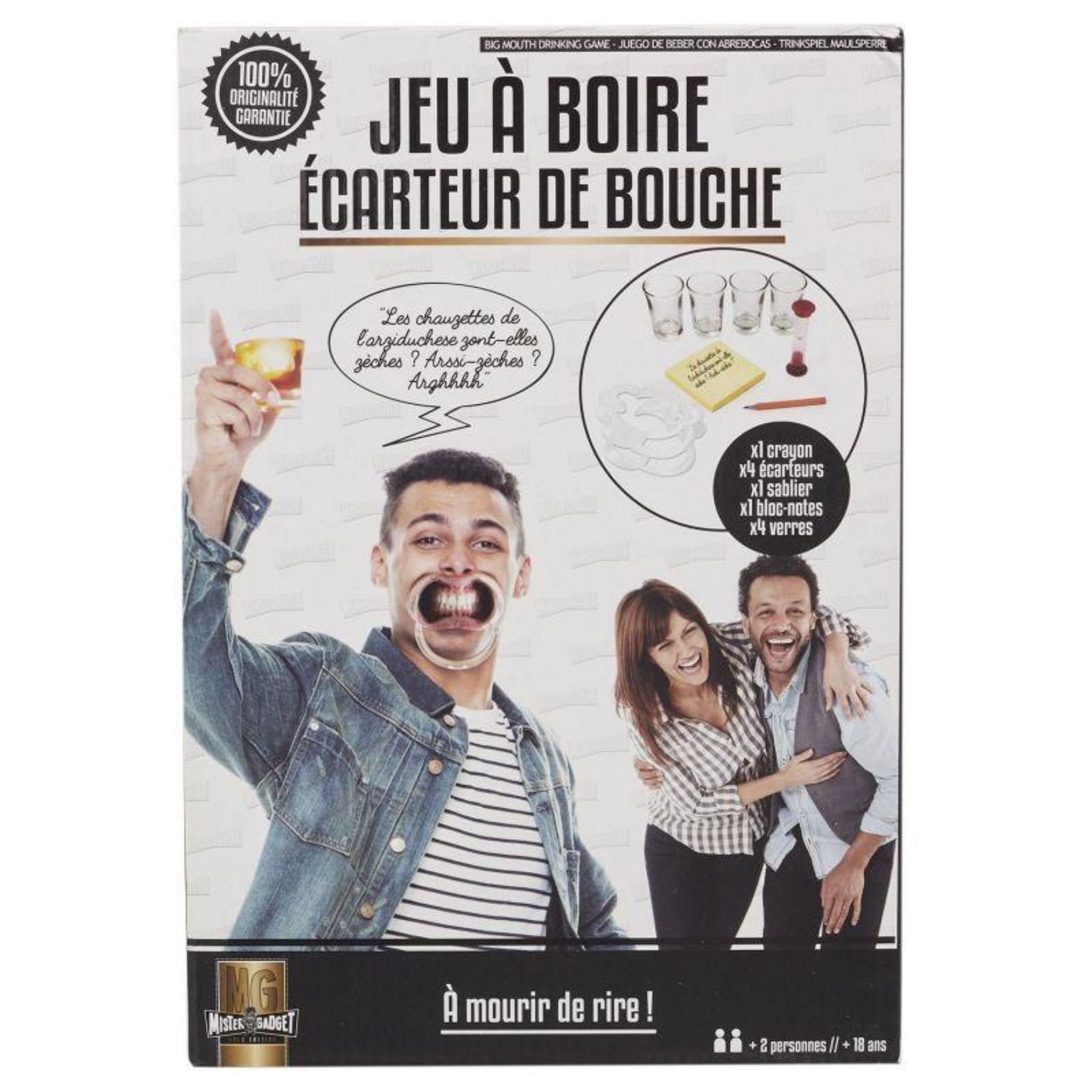 Paris Prix Jeu de Cartes & Ecarteur de Bouche Quizz 8cm Blanc pas cher 