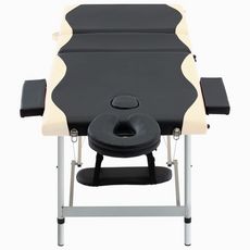 Table de massage pliable 3 zones Aluminium Noir et beige