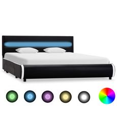 Cadre de lit avec LED Noir Similicuir 160 x 200 cm