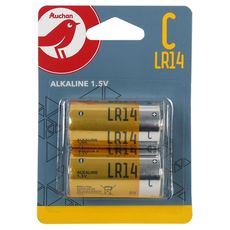 AUCHAN Piles C/LR14 alcalines 1.5v standard x2 2 pièces