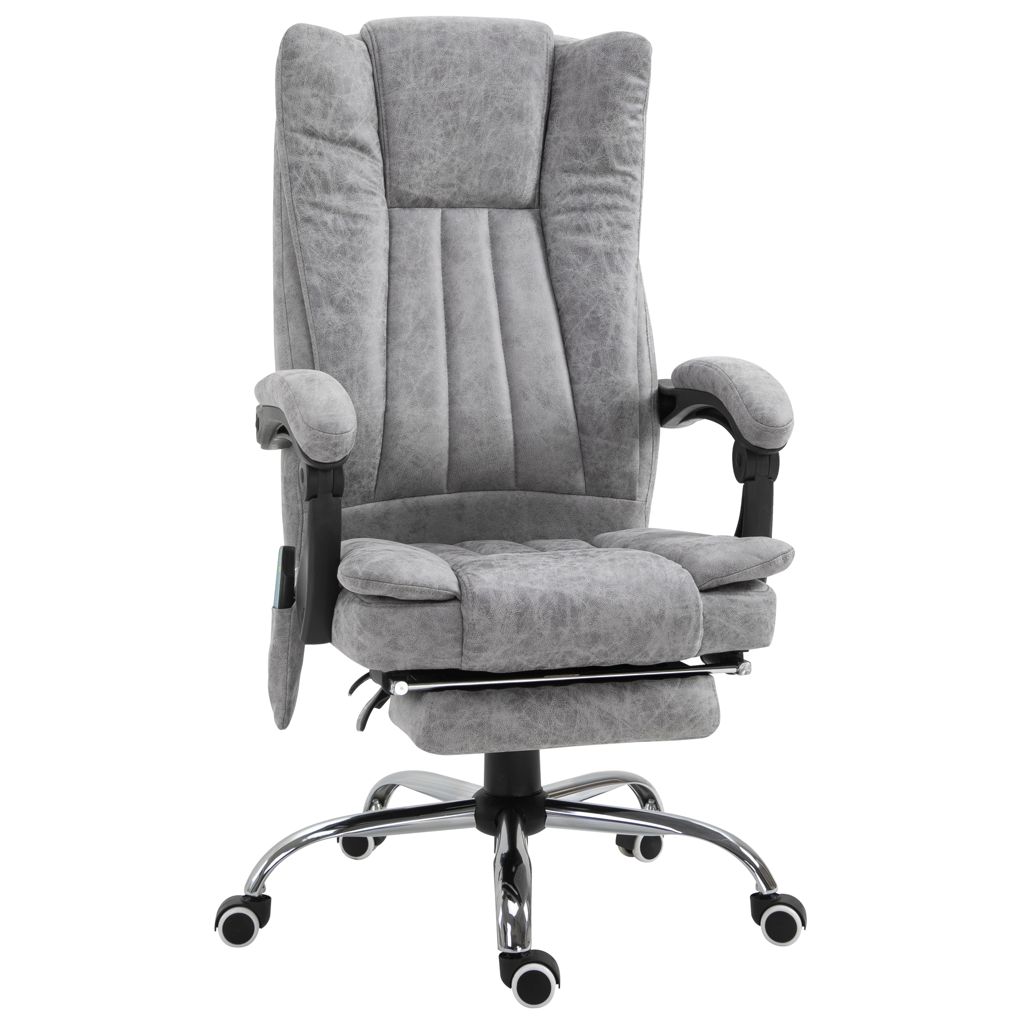 Fauteuil de bureau direction massant chauffant hauteur réglable dossier  inclinable repose-pied revêtement synthétique gris