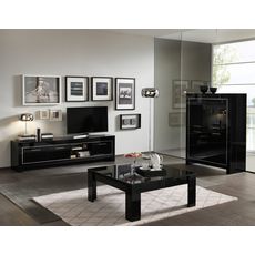 Table basse de salon carrée moderne laqué brillant L100cm MILANO (Noir)