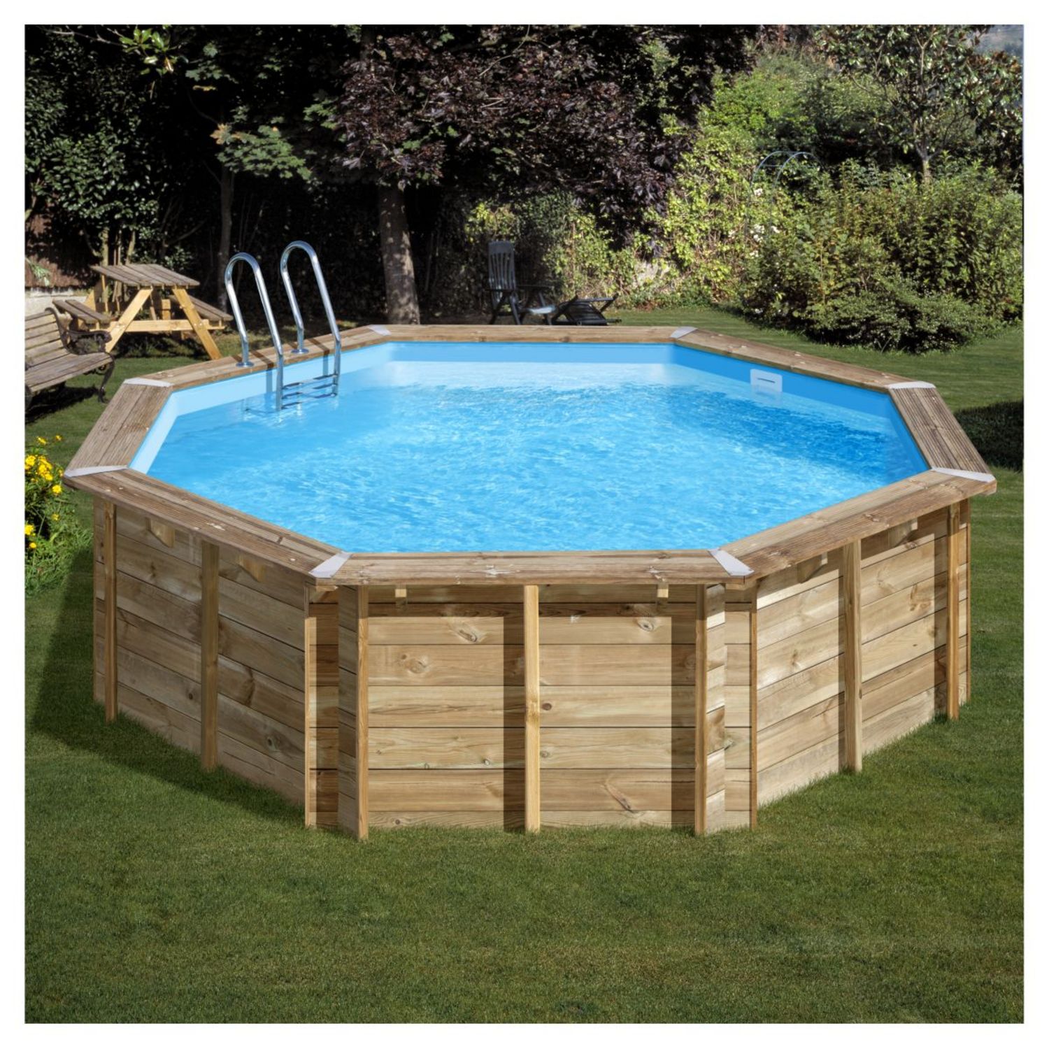 Habitat et Jardin Piscine bois Ibiza - 8.57 x 4.57 x 1.31 m pas cher 