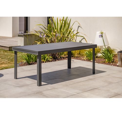 Table de jardin 200/300x100cm aluminium gris COPENHAGUE