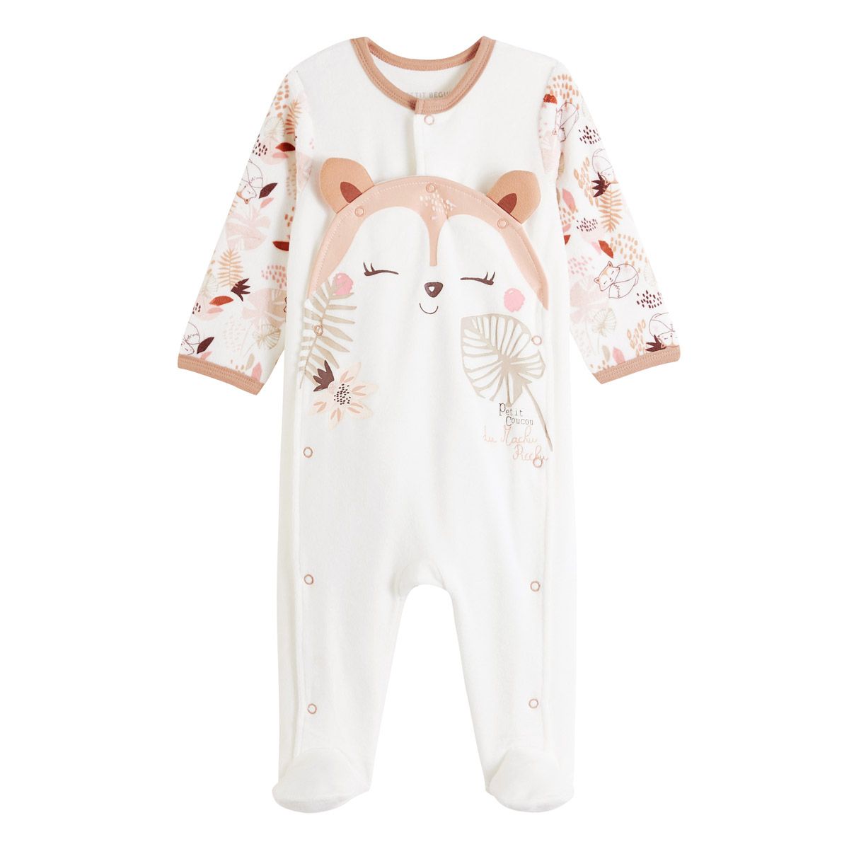 Petit Béguin Pyjama en velours ouverture pont bébé fille Machu