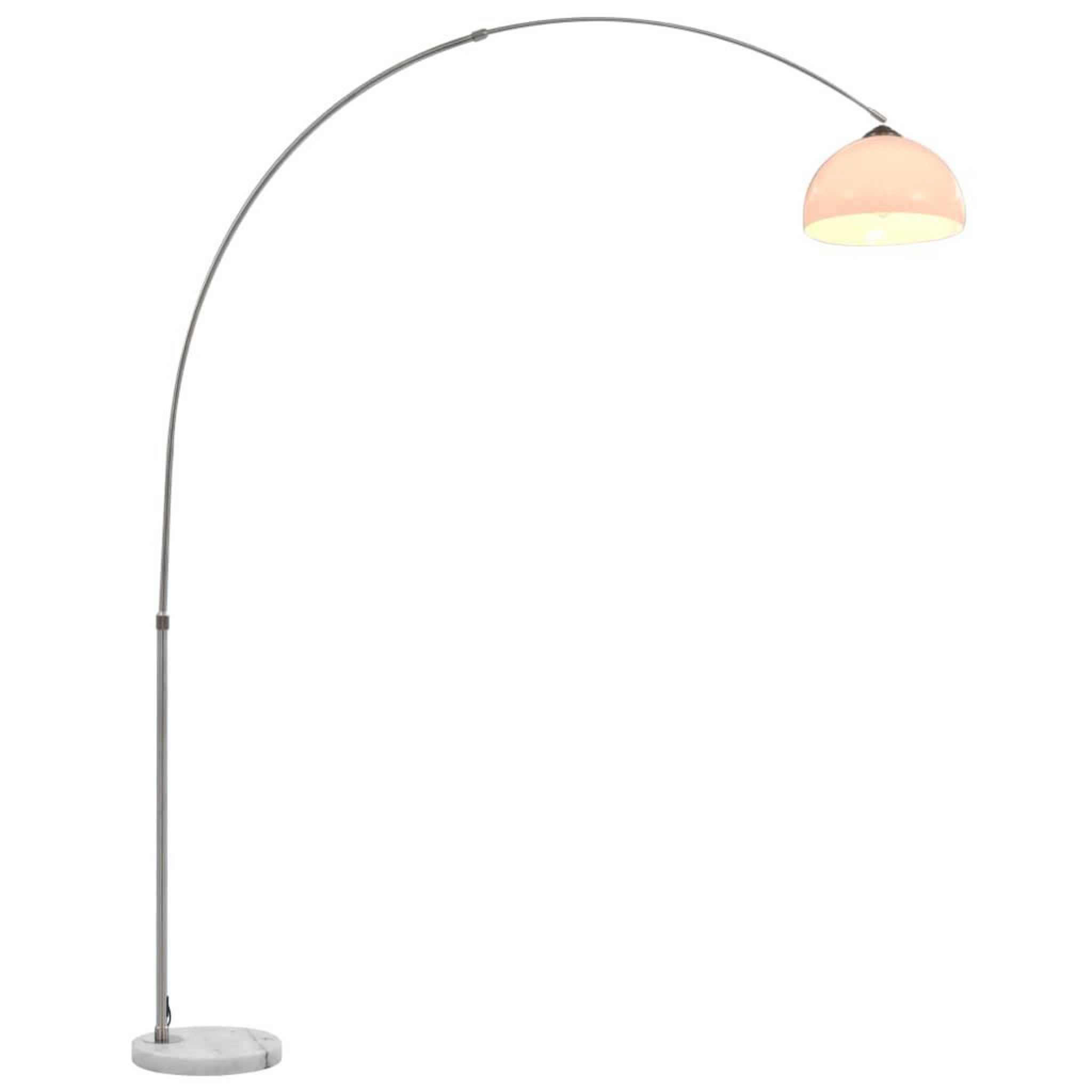 HOMCOM Lampe lampadaire à arc salon courbée - Lampe arceau moderne en métal  - Lampadaire sur pied métal lin noir pas cher 