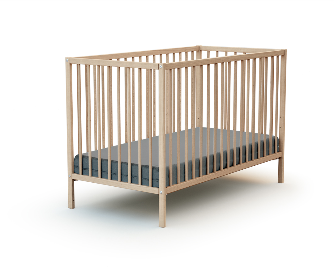 Lit Bebe En Bois Massif Brut Sommier Reglable 60x1 Cm Webaby Pas Cher A Prix Auchan