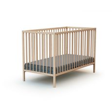 Lit Bebe En Bois Massif Brut Sommier Reglable 60x1 Cm Webaby Pas Cher A Prix Auchan