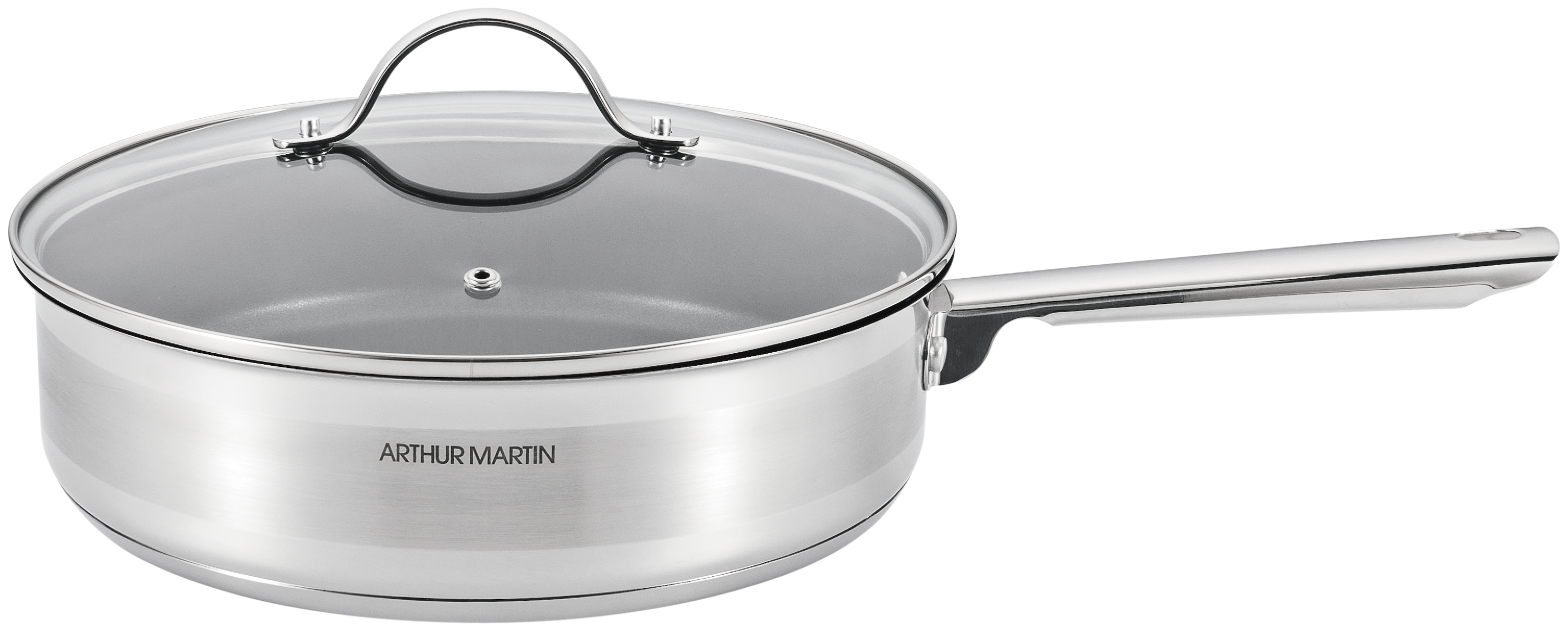 ACTUEL Sauteuse induction céramique 28 cm avec couvercle en verre pas cher  